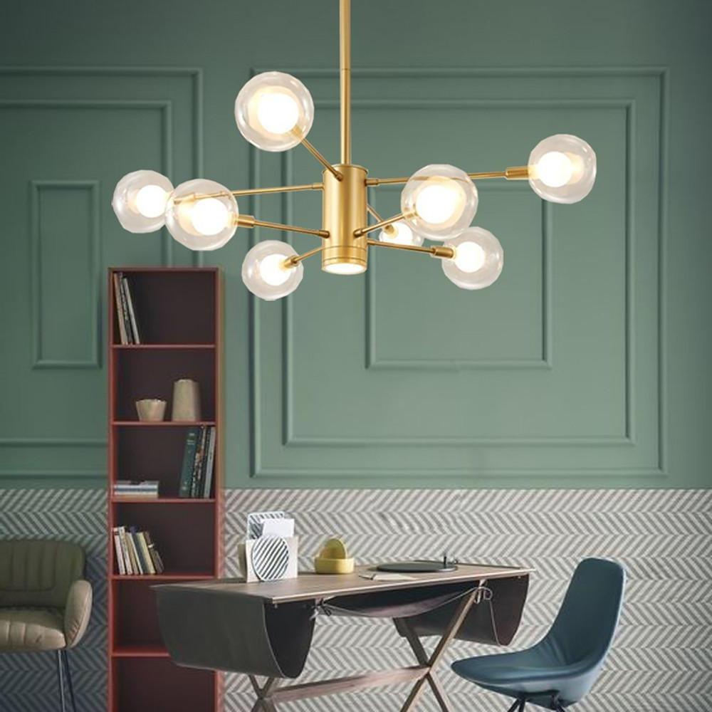 8-Light Sputnik Chandelier with Glass Shades - Modern Industrial