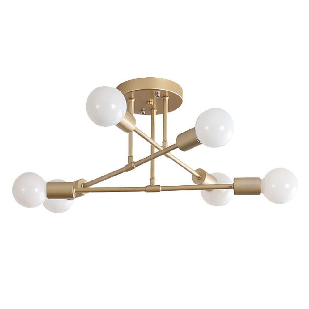 Modern Sputnik Chandelier 6-Light Metal Semi Flush Mount