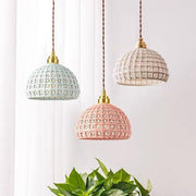 Semi-Globe Ceramic Copper Pendant Light Modern Dining Room Lighting
