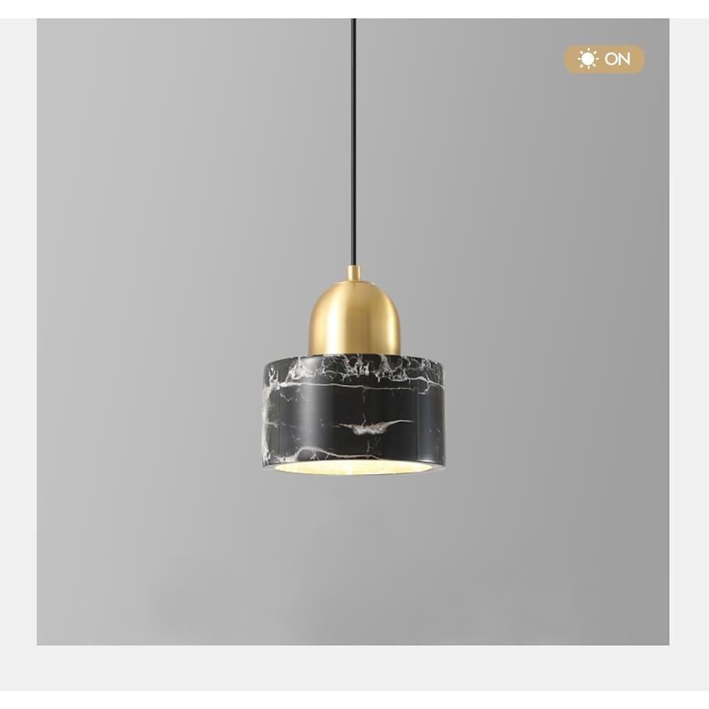 Modern Marble Drum Pendant Light Metal Ceiling Fixture