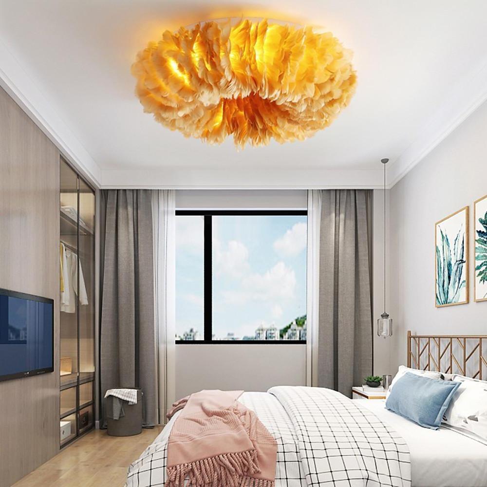 Nordic Feather Flush Mount Ceiling Light - Round LED Chandelier