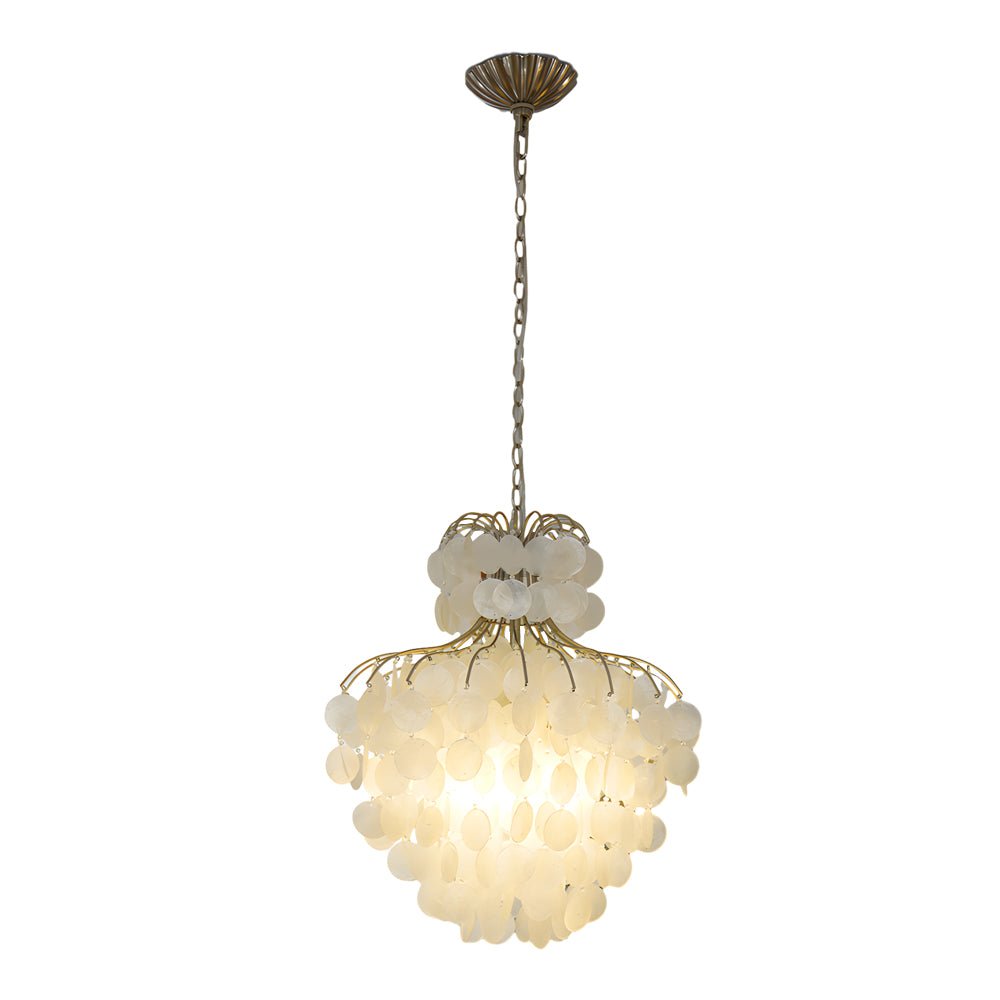 Tiered Capiz Shell Crystal Chandelier - French Retro Style