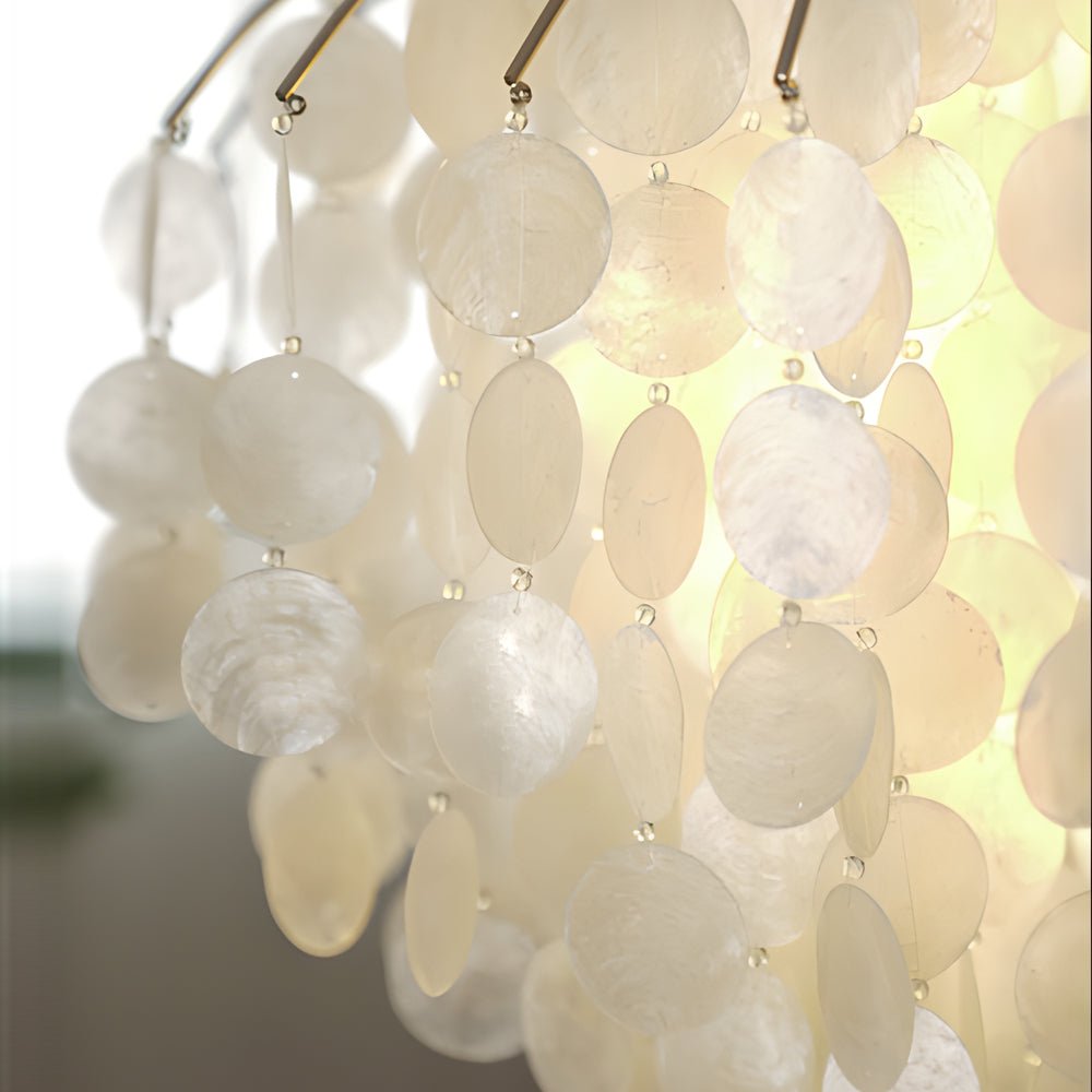 Tiered Capiz Shell Crystal Chandelier - French Retro Style