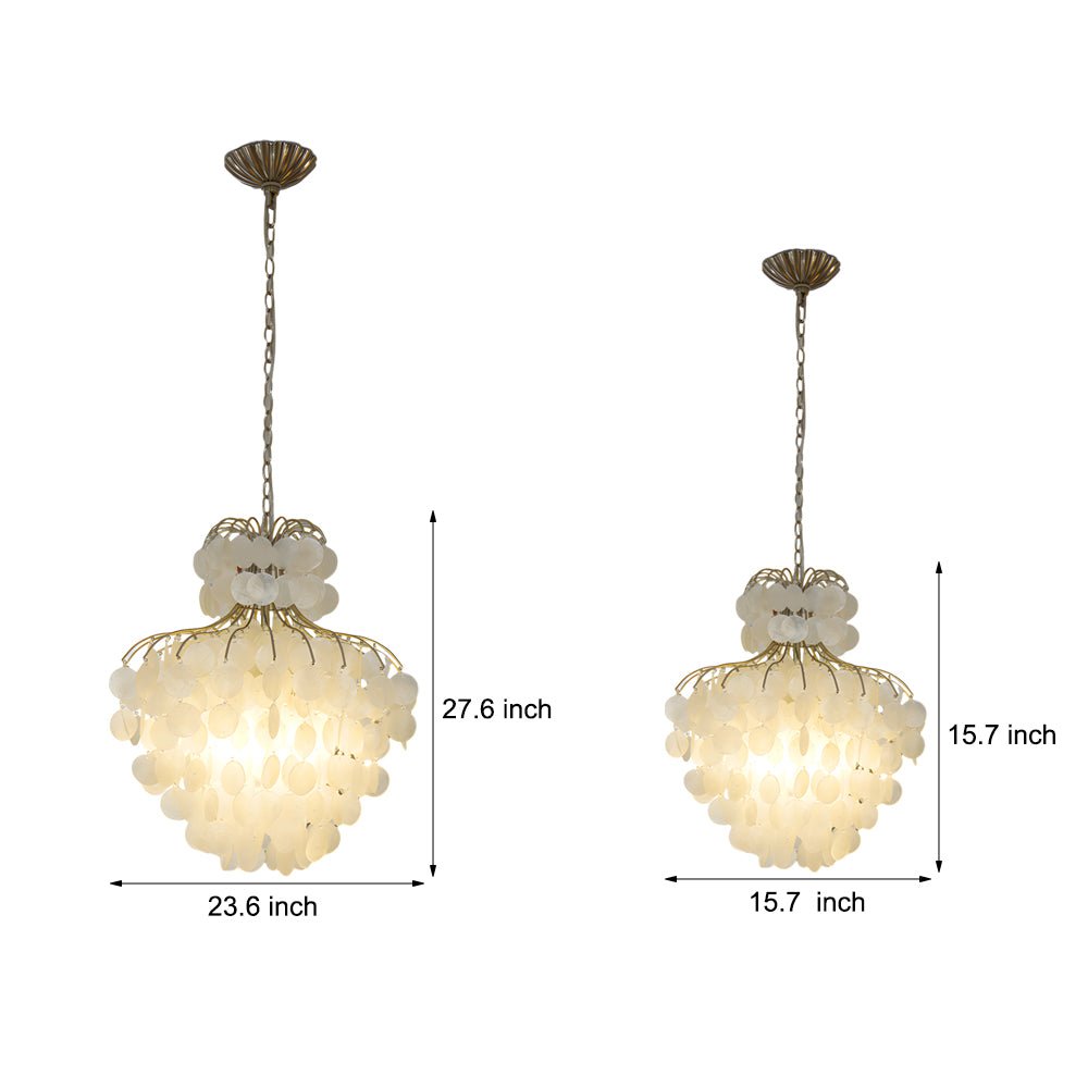 Tiered Capiz Shell Crystal Chandelier - French Retro Style
