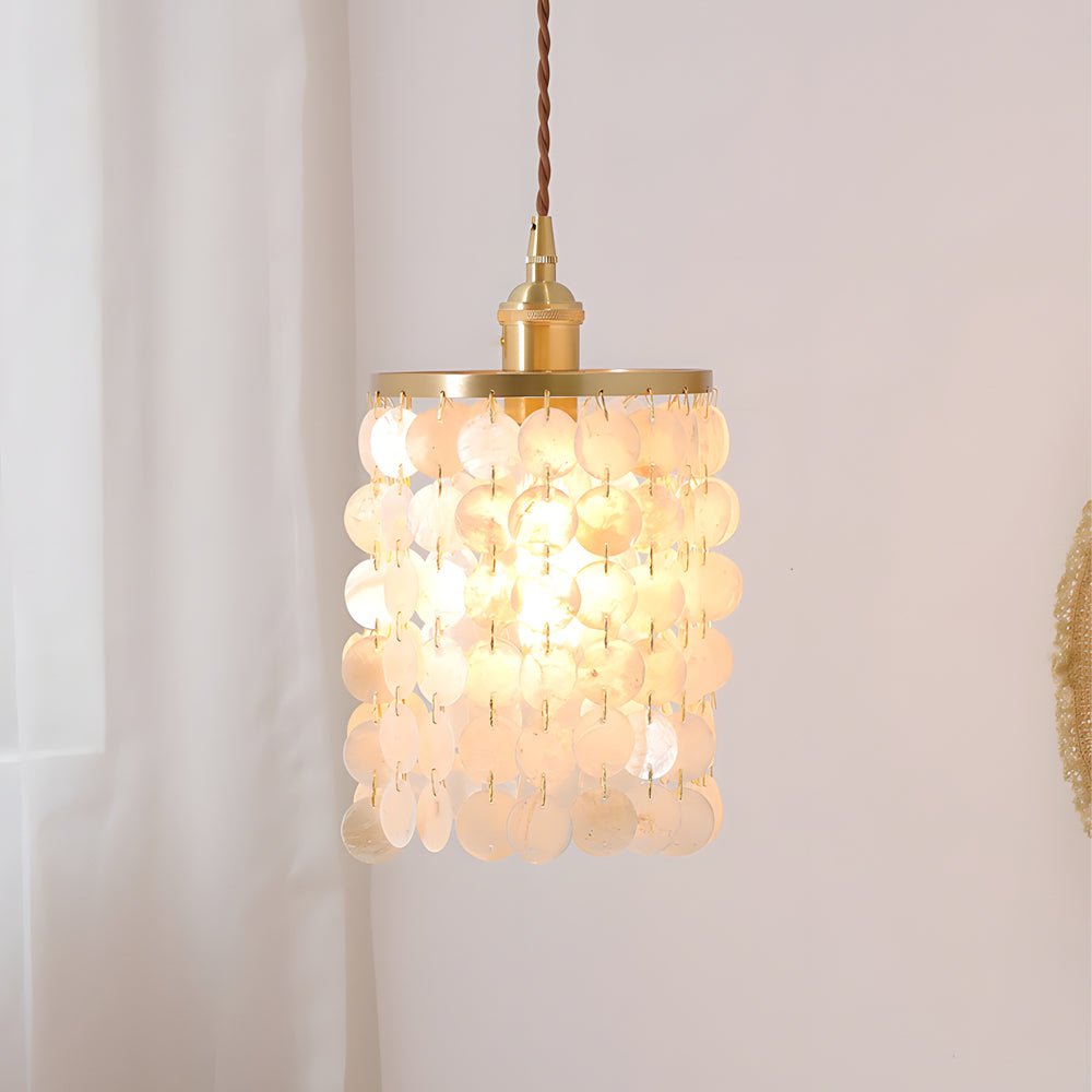 Coastal Capiz Shell Pendant Light Modern Tiered Chandelier