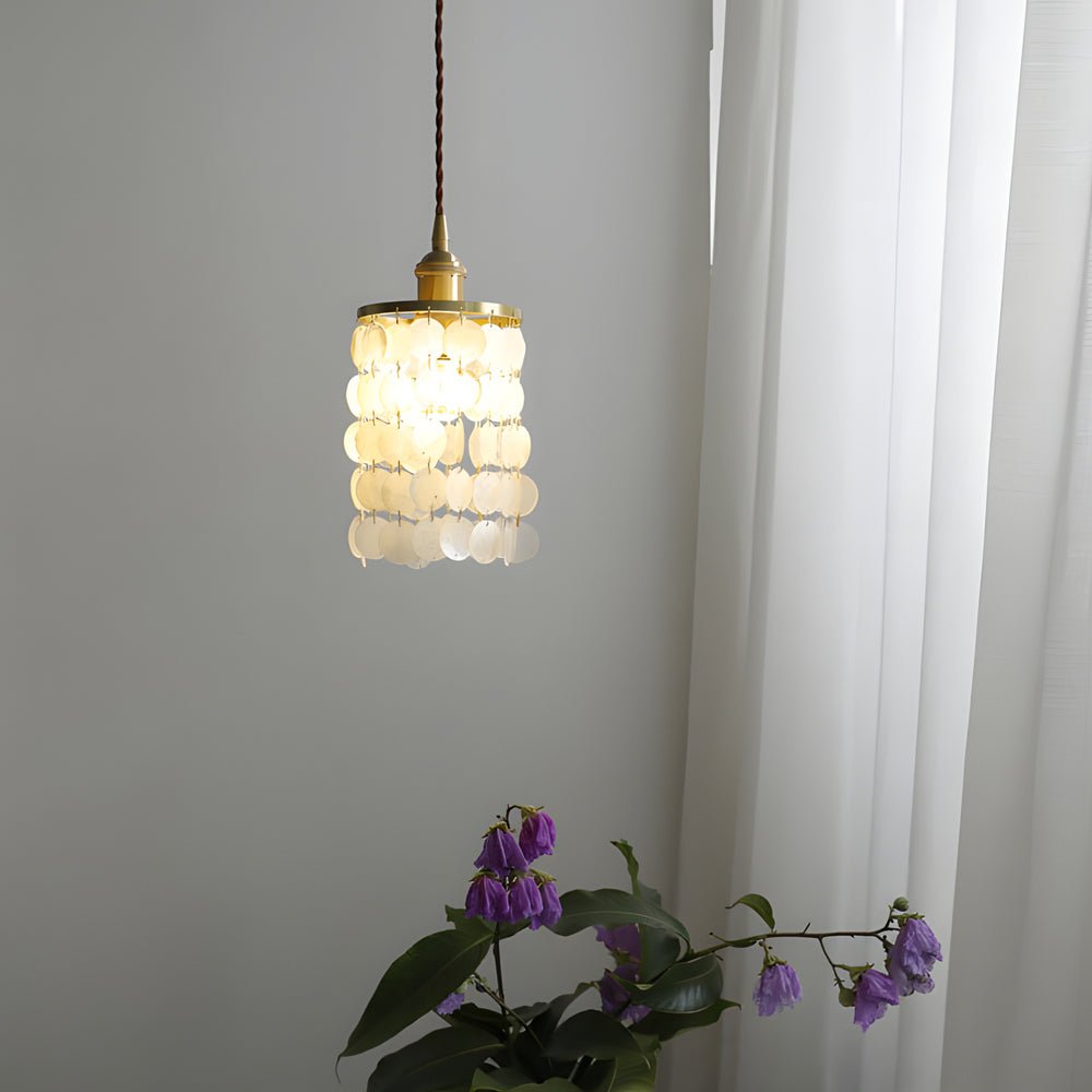 Coastal Capiz Shell Pendant Light Modern Tiered Chandelier