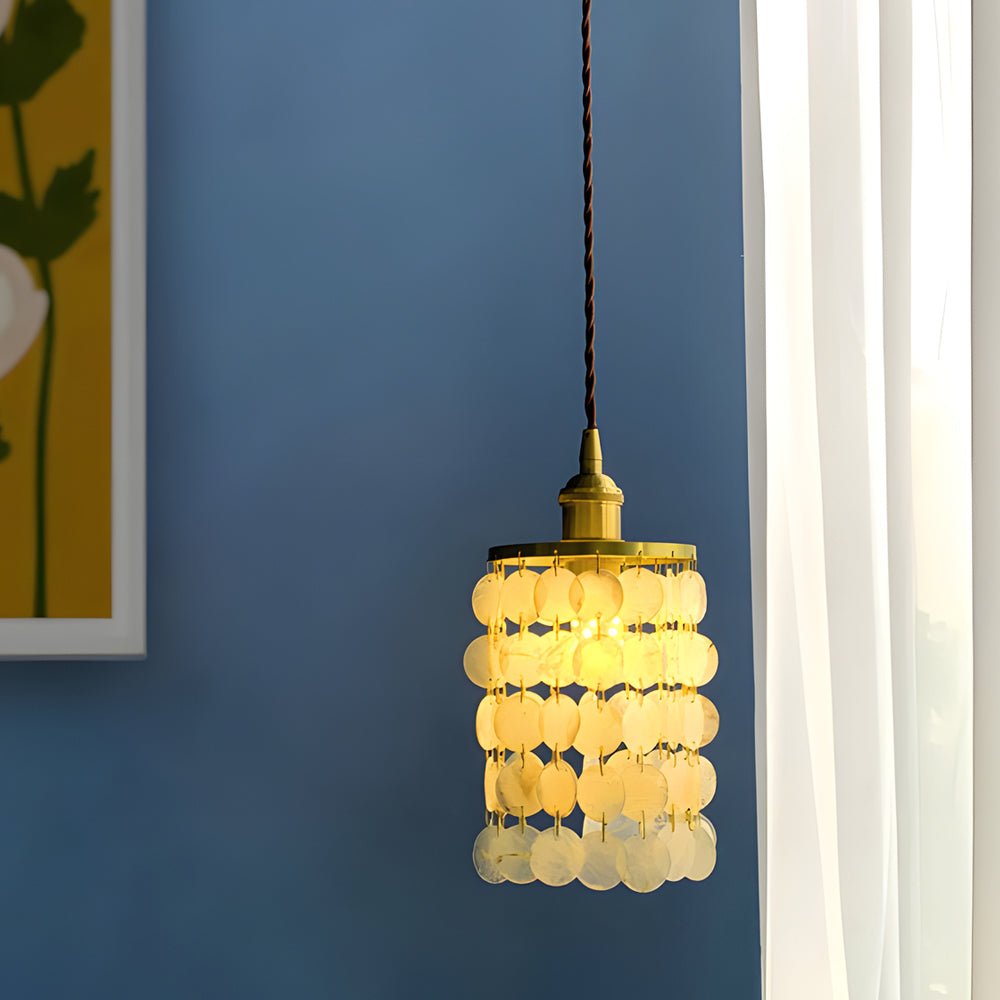 Coastal Capiz Shell Pendant Light Modern Tiered Chandelier