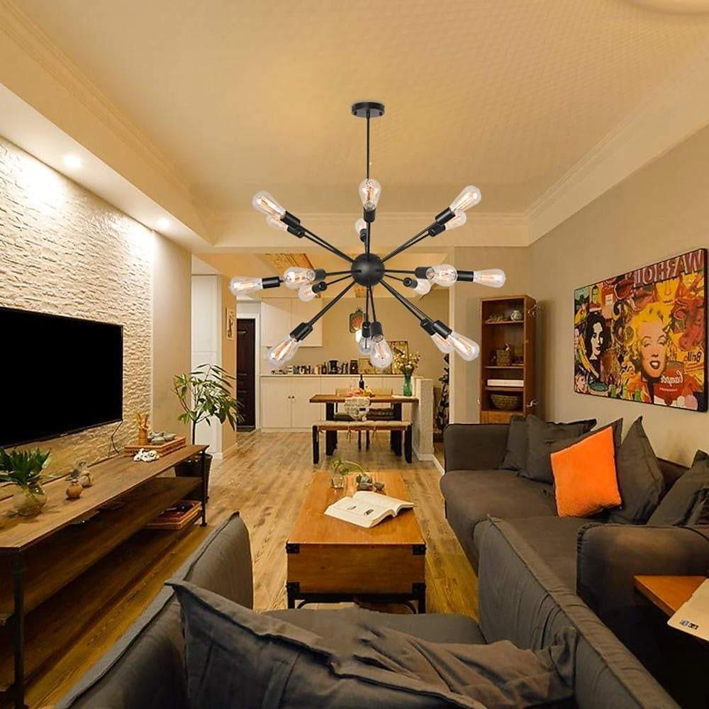 Mid-Century Sputnik Chandelier 18-Light Metal Ambient Fixture