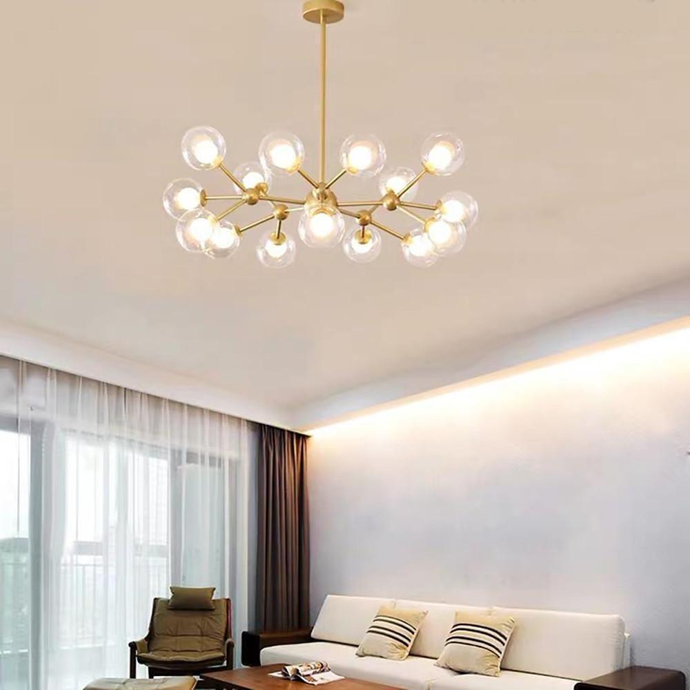 Modern Sputnik Chandelier 15-Light Glass Globe Cluster Pendant