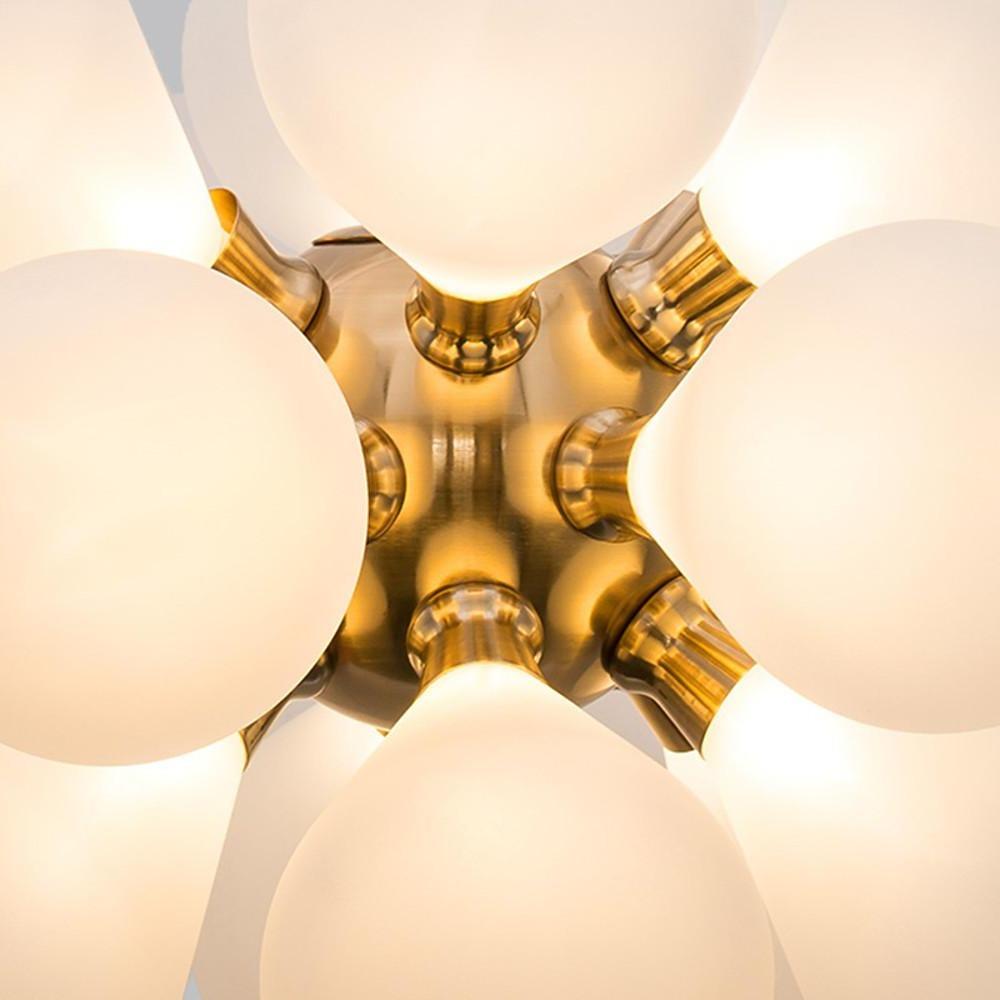 Retro Glass Globe Chandelier with 18 LED Bulbs - Modern Ambient Light