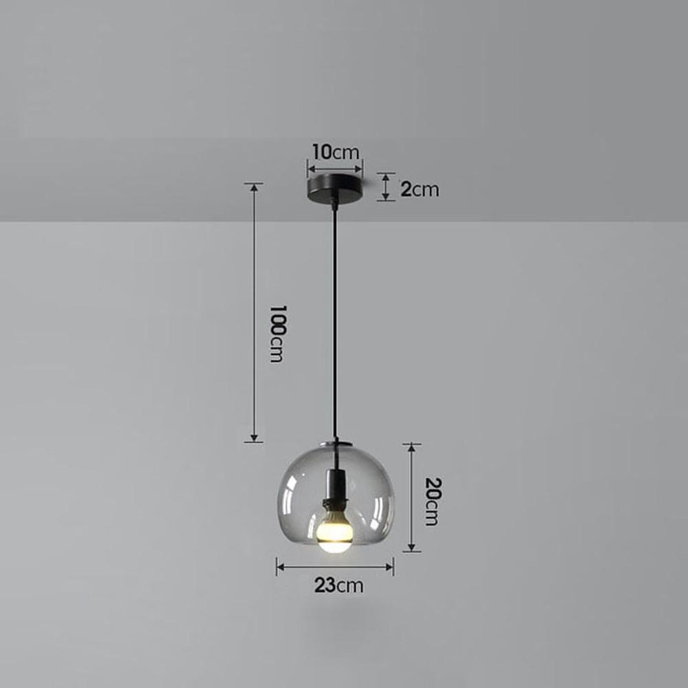 Vintage Smoked Glass Pendant Light with Metal Frame