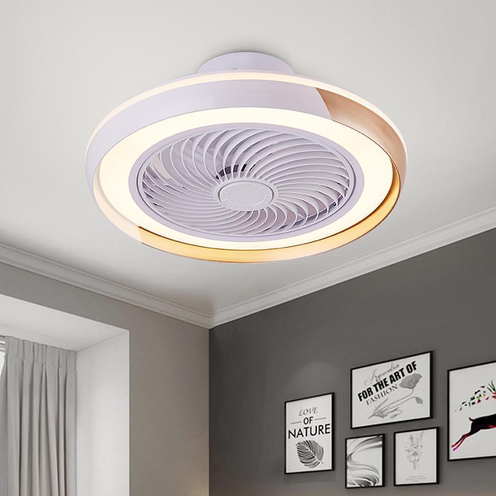 Modern Round Bladeless Ceiling Fan with Dimmable LED Light