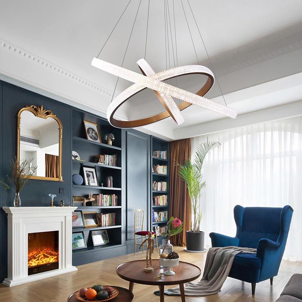 Adjustable 3-Ring LED Chandelier Gold Modern Aluminum Pendant