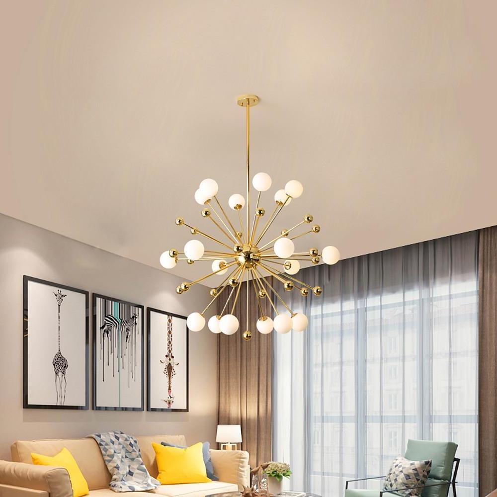 Modern Sputnik Chandelier Gold 18-Light Glass Globe Pendant