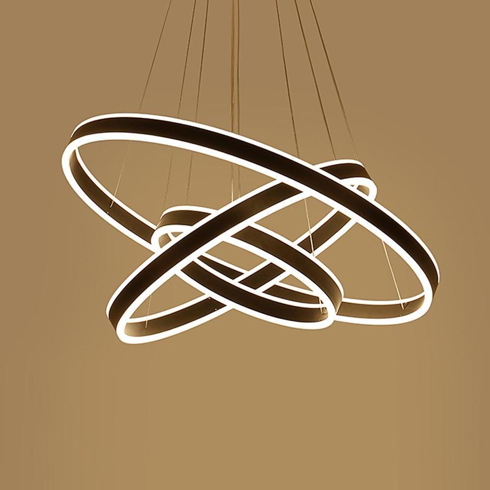 Modern 3-Ring LED Chandelier with Adjustable Height