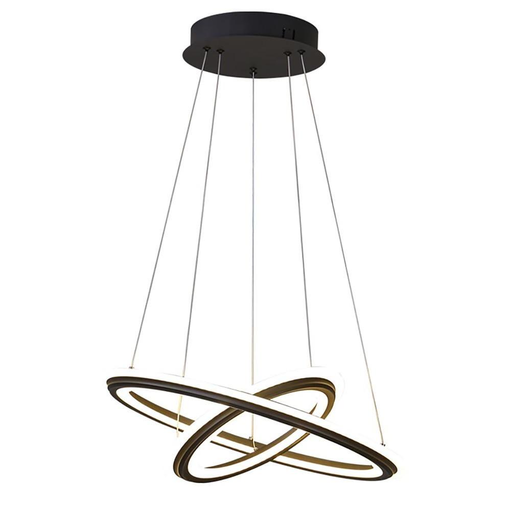 Nordic 2-Light LED Circle Chandelier – Aluminum & Acrylic