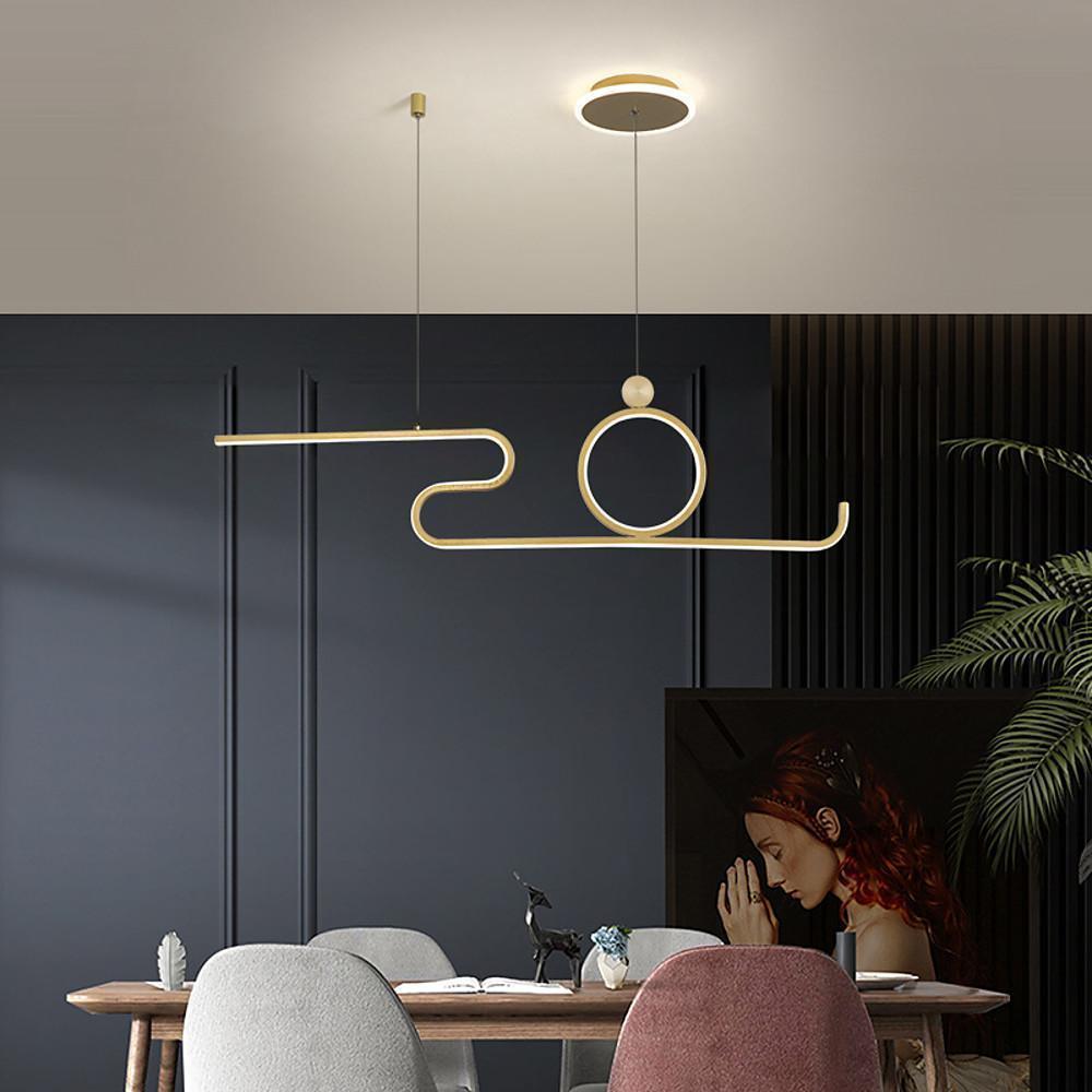Modern Circle Linear LED Pendant Light - Black & Gold
