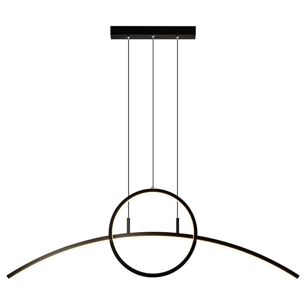 Modern Curved Circle Pendant Light Metal & PVC LED Dining Kitchen