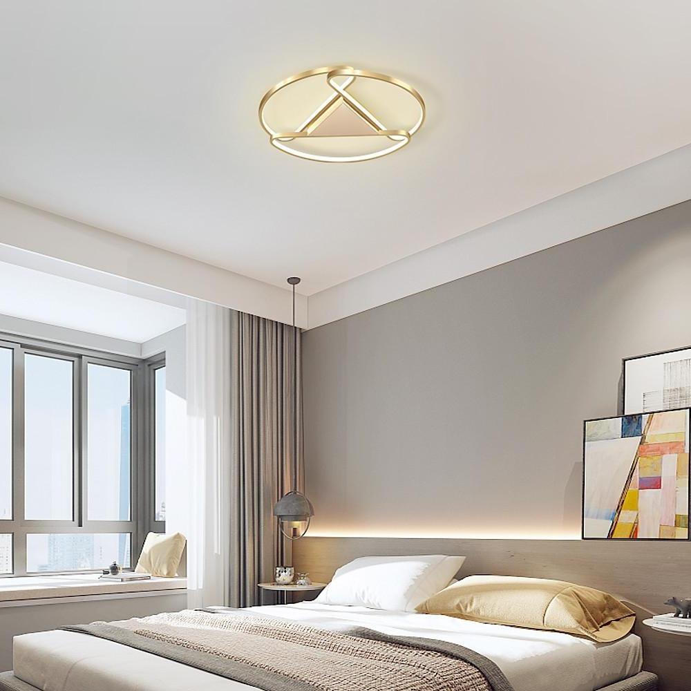 Geometric Circle LED Flush Mount Ceiling Light – Gold Metal Finish