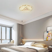 Geometric Circle LED Flush Mount Ceiling Light – Gold Metal Finish
