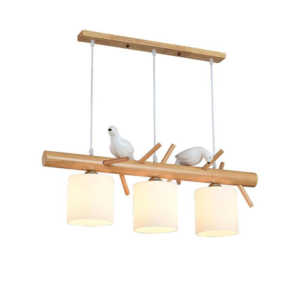 Rustic Wood and Glass Adjustable Pendant Light - 2 or 3 Lights
