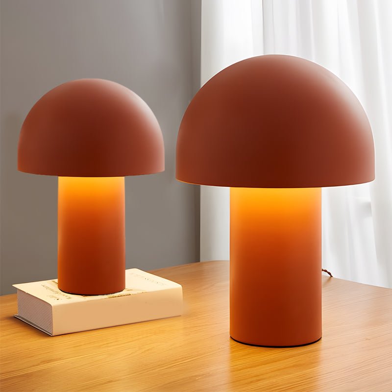 Modern Mushroom Frosted Metal Touch Table Lamp with Dome Shade