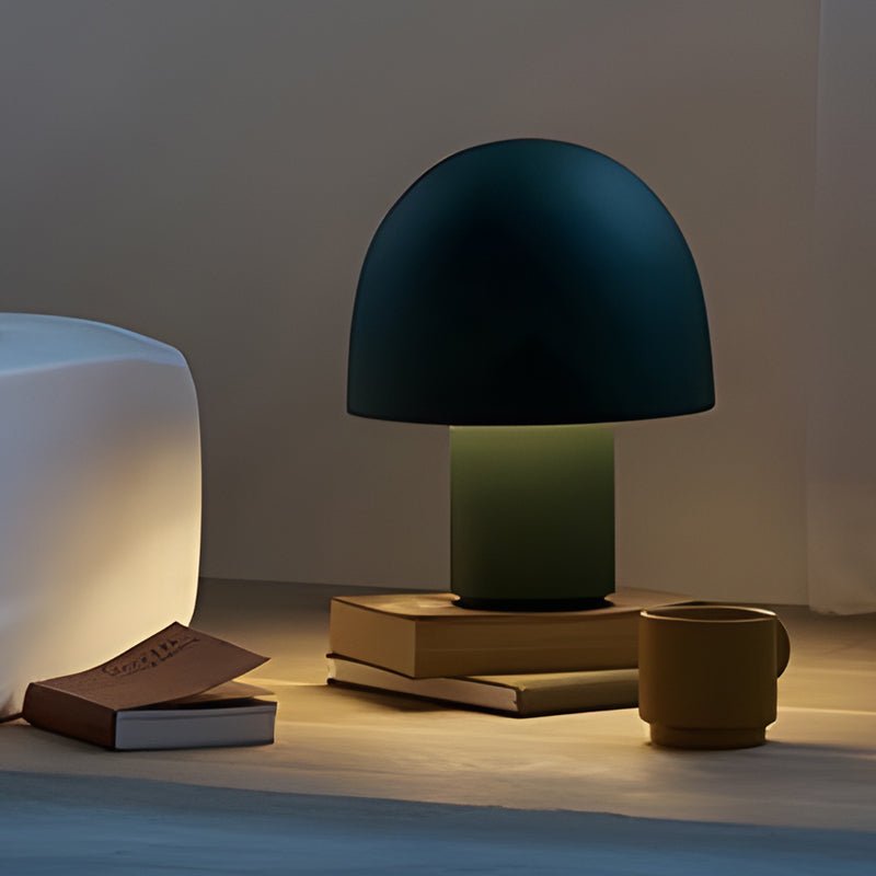 Modern Mushroom Frosted Metal Touch Table Lamp with Dome Shade