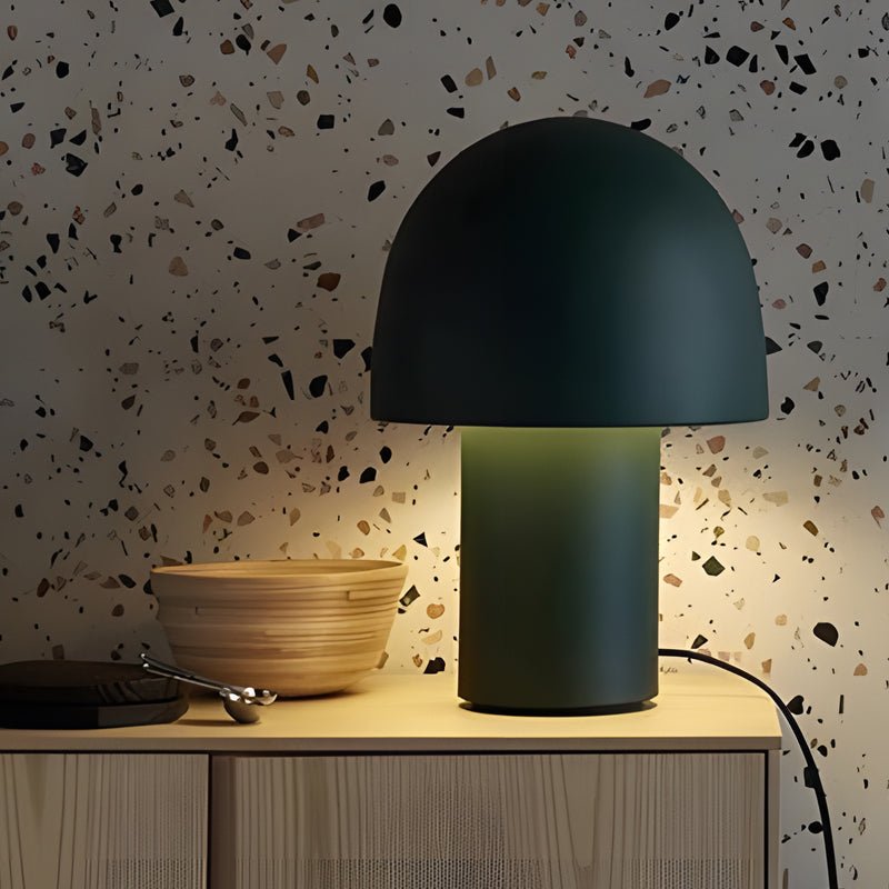 Modern Mushroom Frosted Metal Touch Table Lamp with Dome Shade