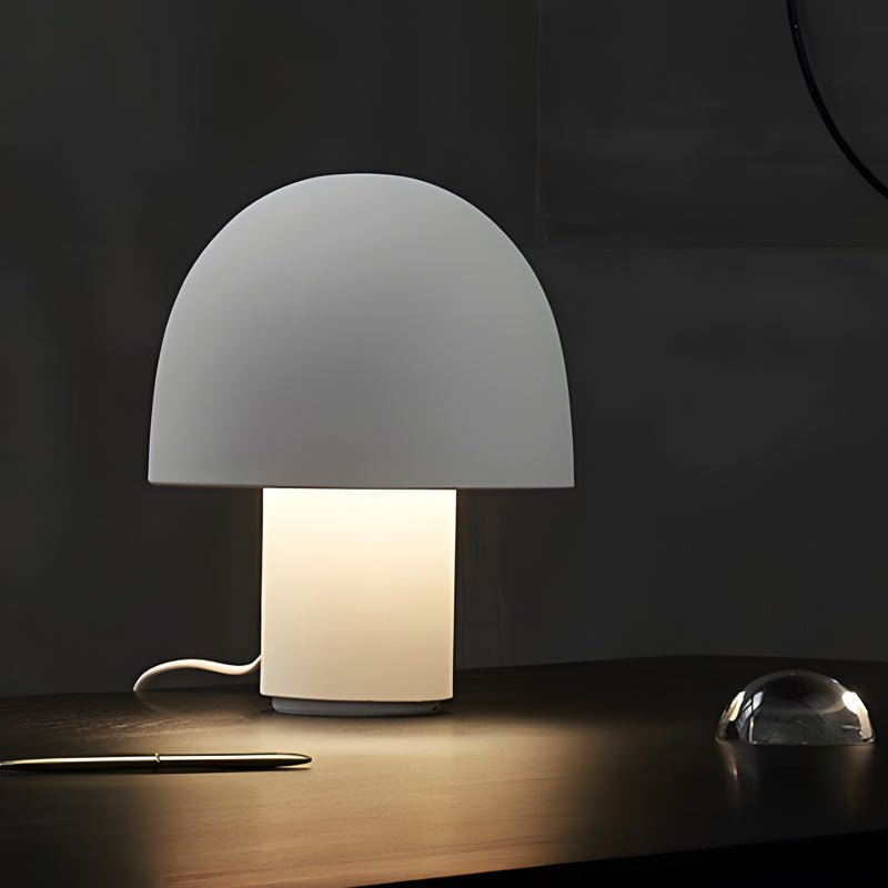 Modern Mushroom Frosted Metal Touch Table Lamp with Dome Shade