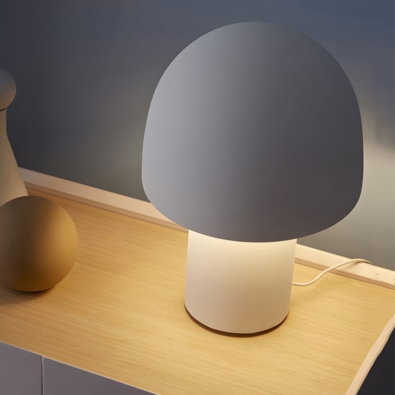 Modern Mushroom Frosted Metal Touch Table Lamp with Dome Shade