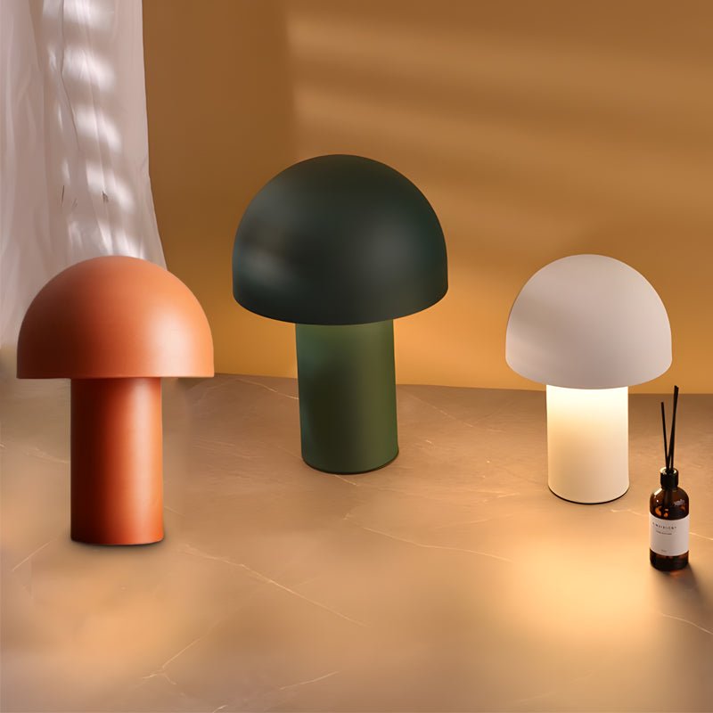 Modern Mushroom Frosted Metal Touch Table Lamp with Dome Shade