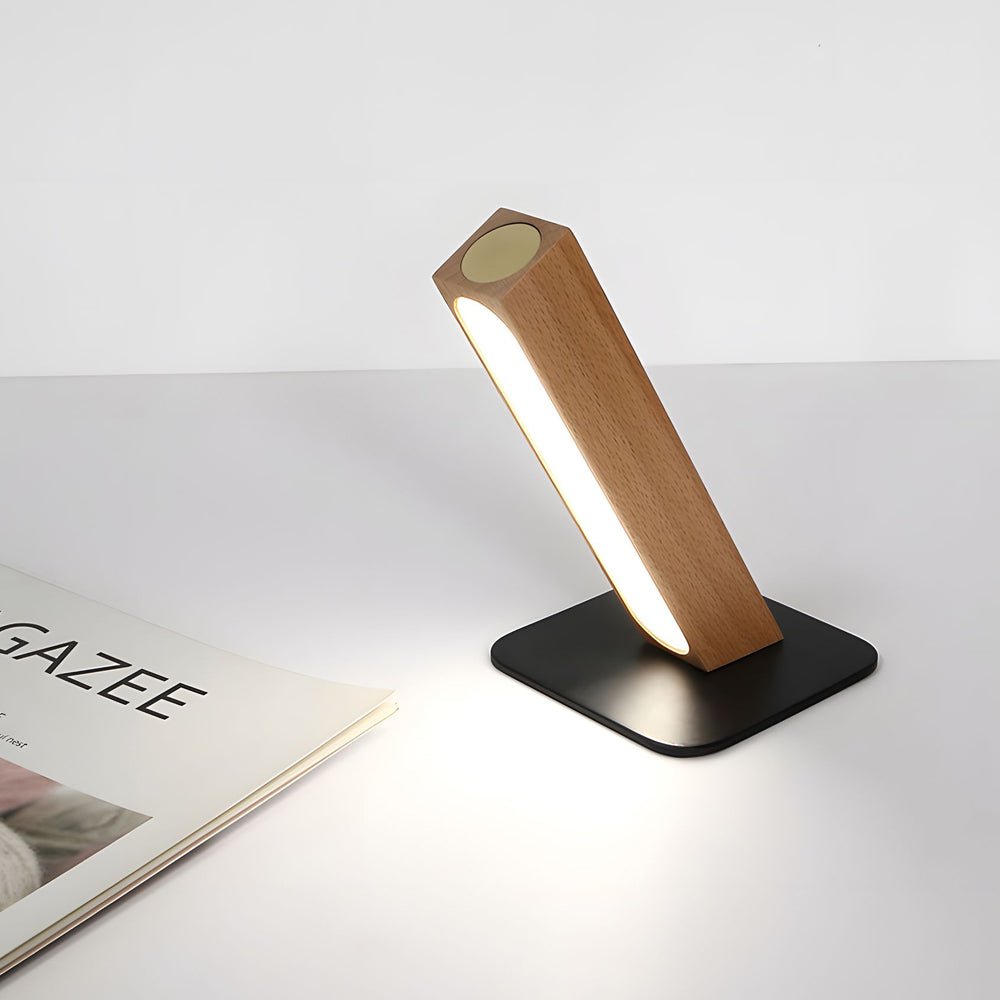 Minimalist Wood Touch Table Lamp with Adjustable LED Linear Light