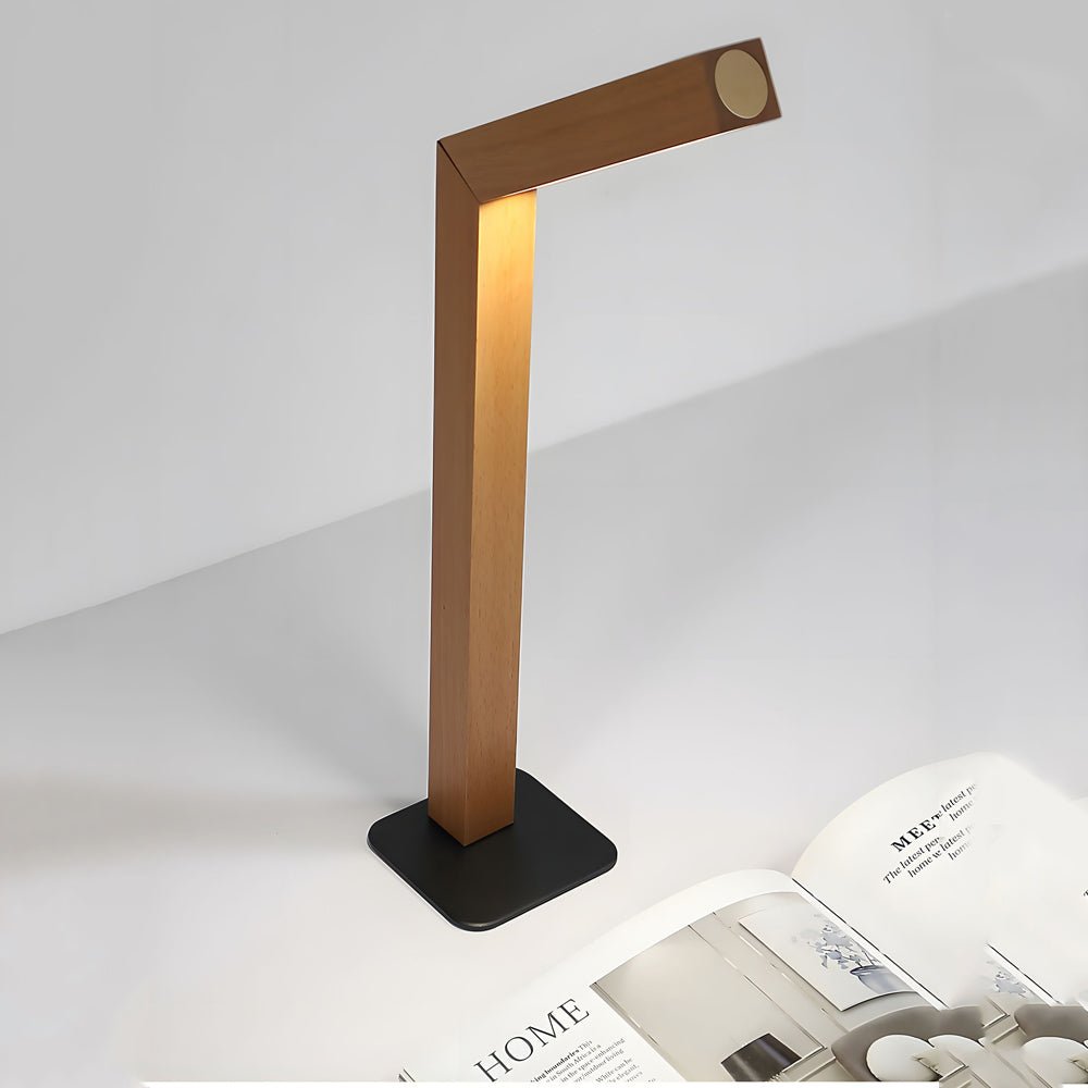 Minimalist Wood Touch Table Lamp with Adjustable LED Linear Light