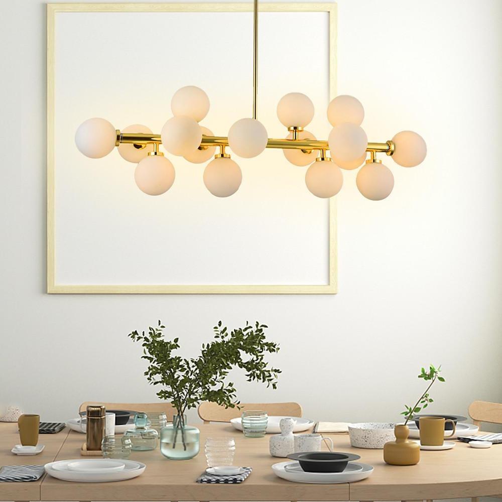 35" Modern Sputnik Chandelier with 16 LED Glass Globe Lights