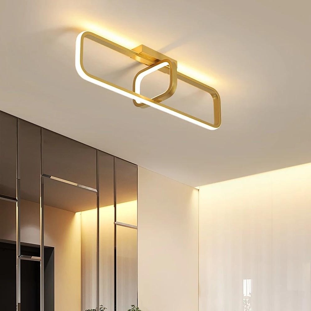 Modern Geometric LED Flush Mount Ceiling Light - Dimmable