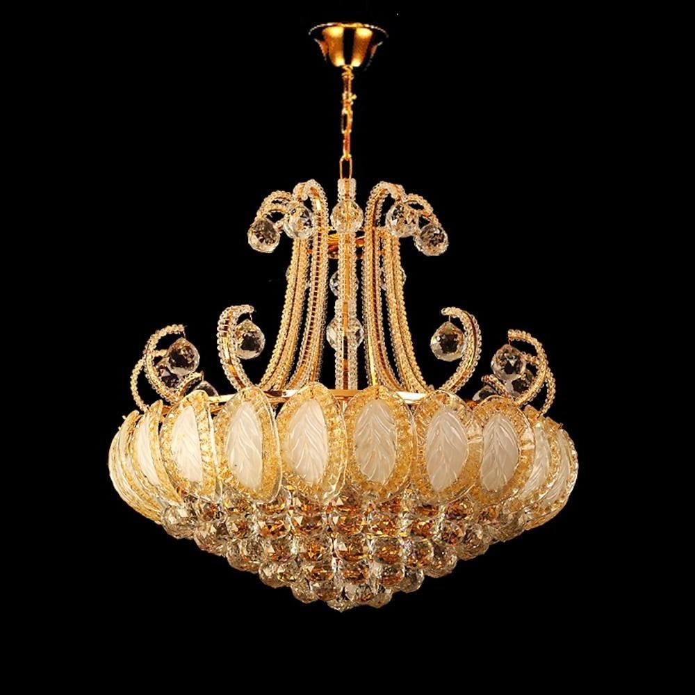 8-Light Crystal Chandelier - Modern Vintage Gold Silver Metal Frame