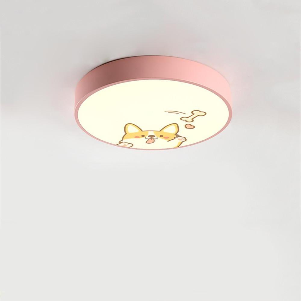 Circular Dog Design Flush Mount LED Ceiling Light for Kids Bedroom