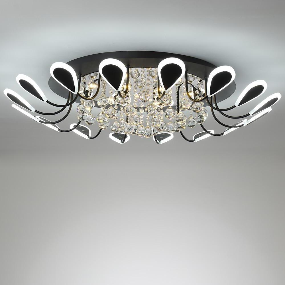 Flower Shaped Crystal Flush Mount LED Ceiling Light - Dimmable