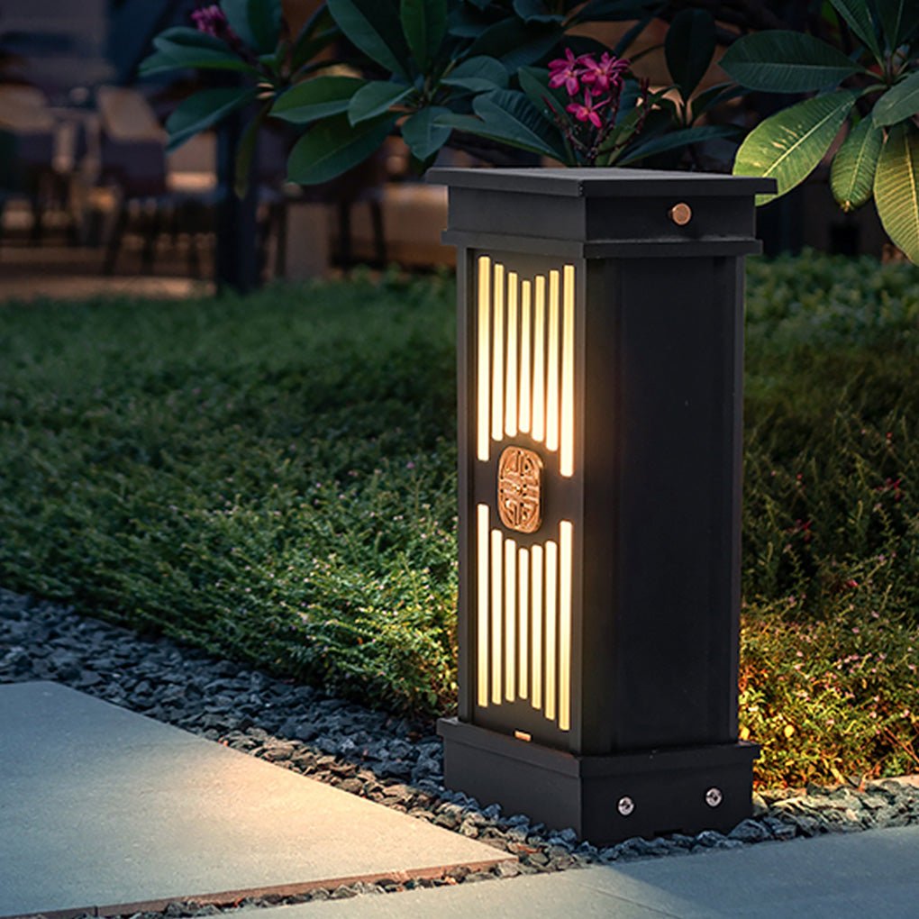 Retro Black LED Post Light Waterproof Outdoor Garden Landscape