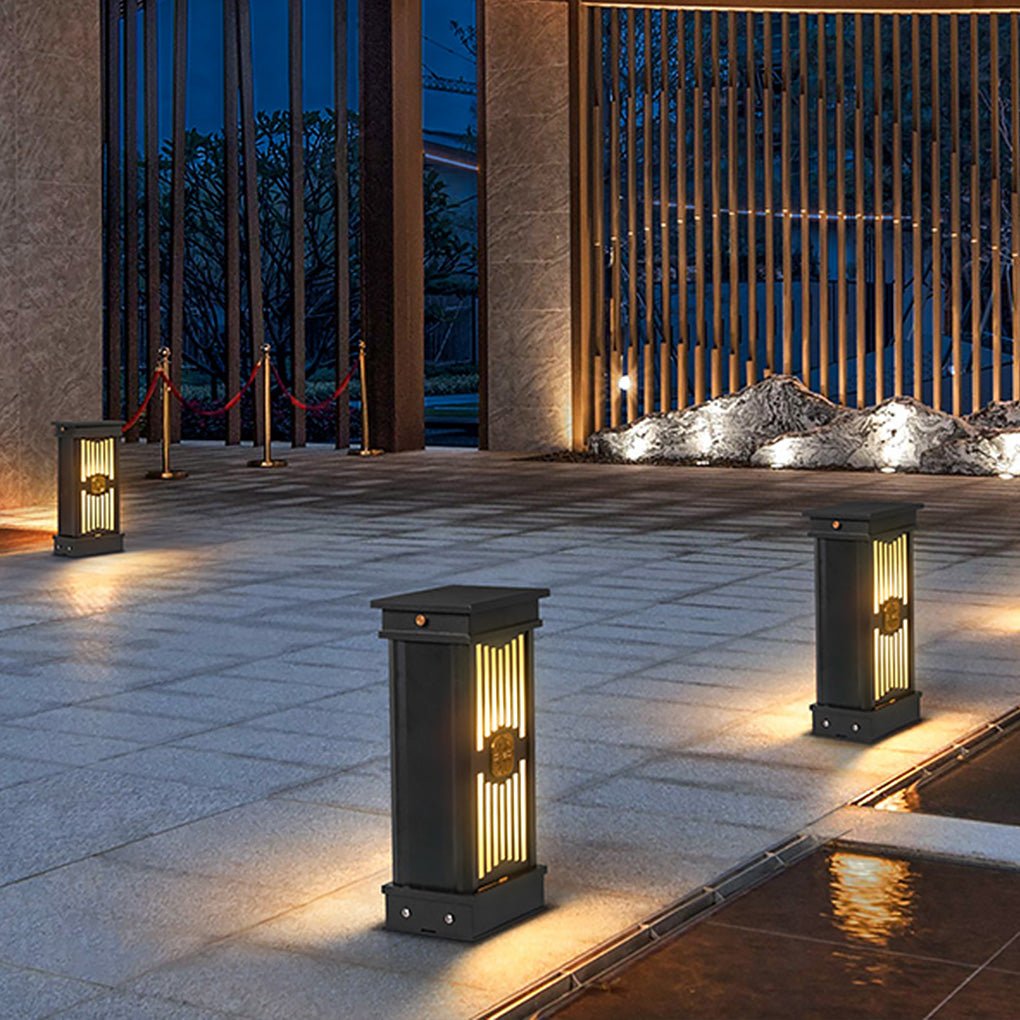 Retro Black LED Post Light Waterproof Outdoor Garden Landscape