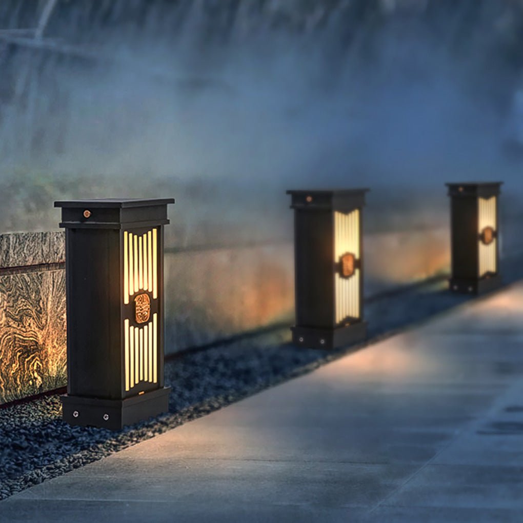 Retro Black LED Post Light Waterproof Outdoor Garden Landscape