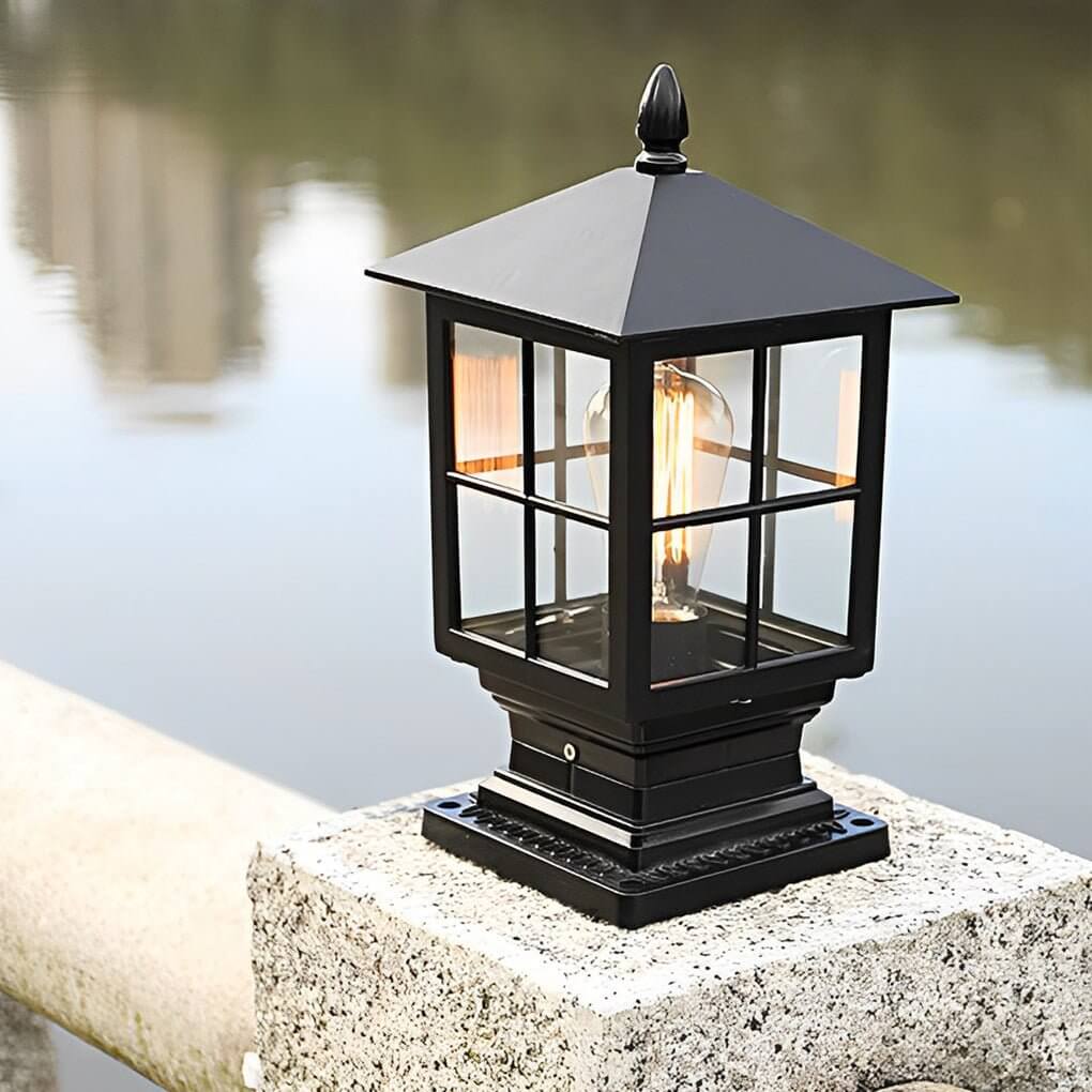 Square Outdoor Solar Pillar Light with Dual Power Option