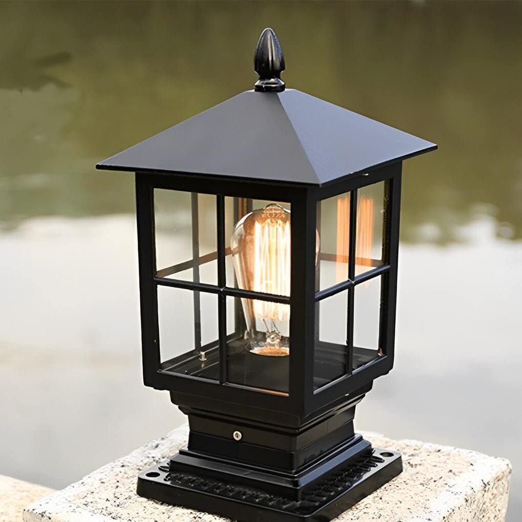 Square Outdoor Solar Pillar Light with Dual Power Option