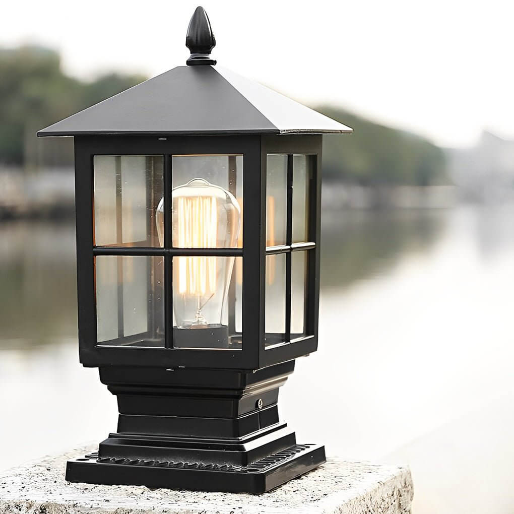 Square Outdoor Solar Pillar Light with Dual Power Option
