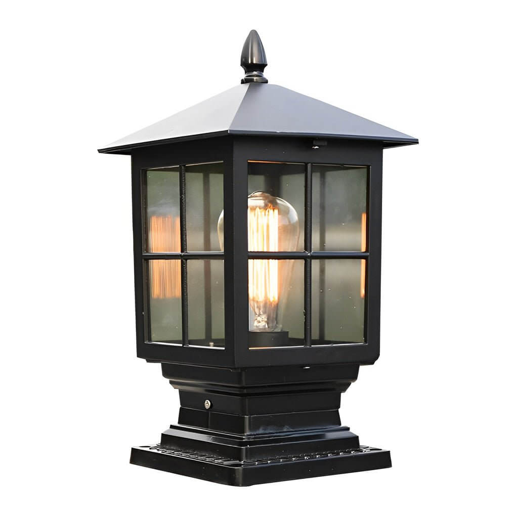 Square Outdoor Solar Pillar Light with Dual Power Option