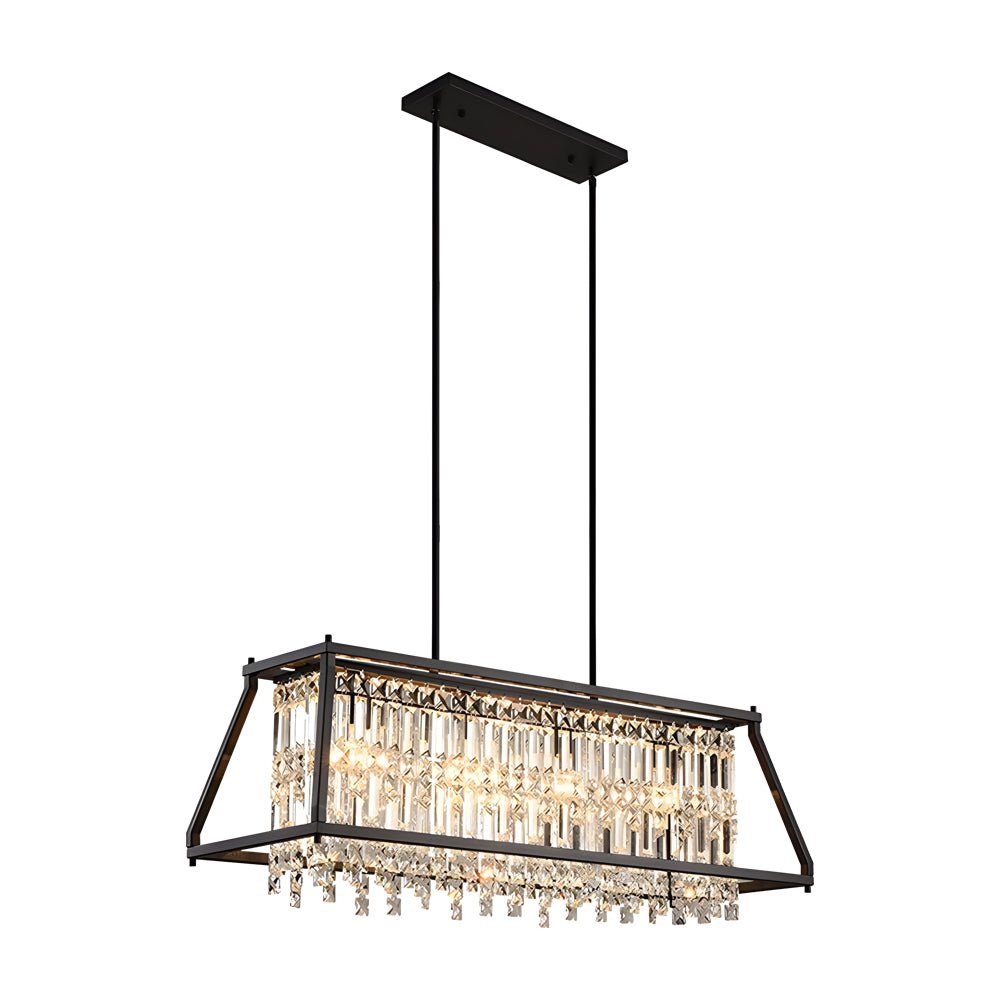 Trapezoidal Crystal Chandelier with Black Metal Frame, 2 Sizes