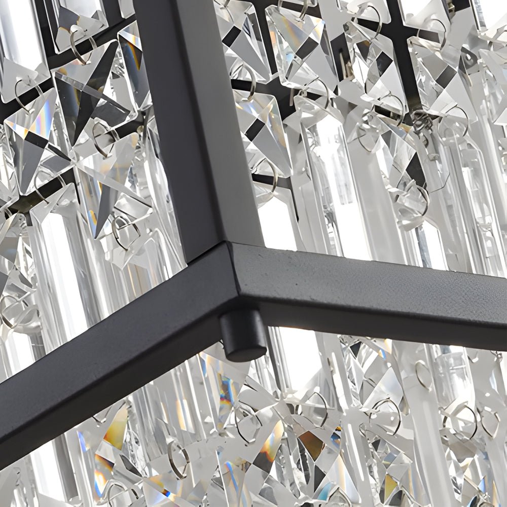 Trapezoidal Crystal Chandelier with Black Metal Frame, 2 Sizes