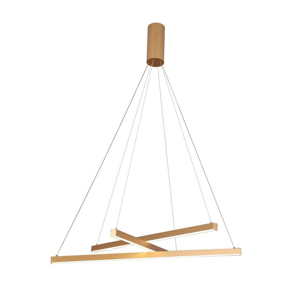 Modern Linear Chandelier – 3-Light Gold Aluminum Ceiling Light