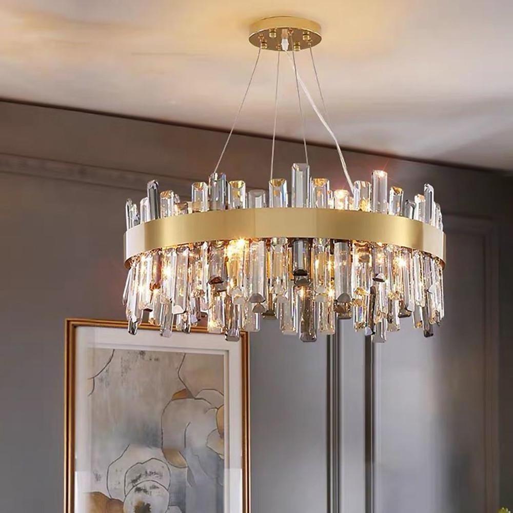 Modern Crystal Chandelier with Brass Finish - 8 to 16 Light
