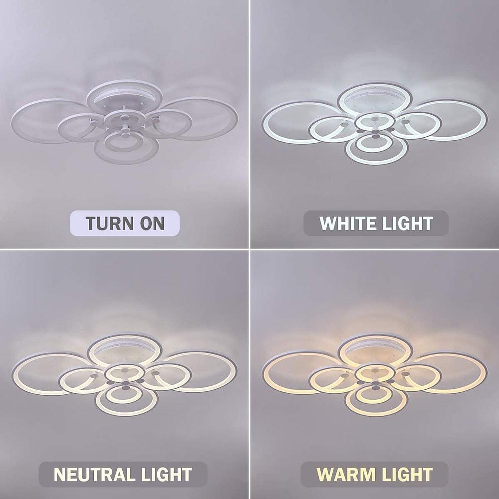 Modern Semi Flush Mount Light with Overlapping Rings - LED Ceiling